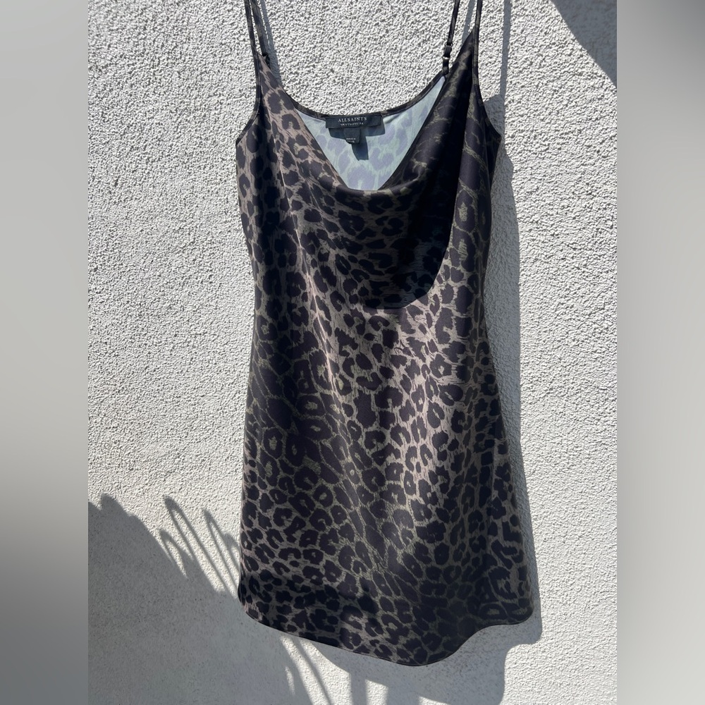 AllSaints Leopard Print Slip Dress